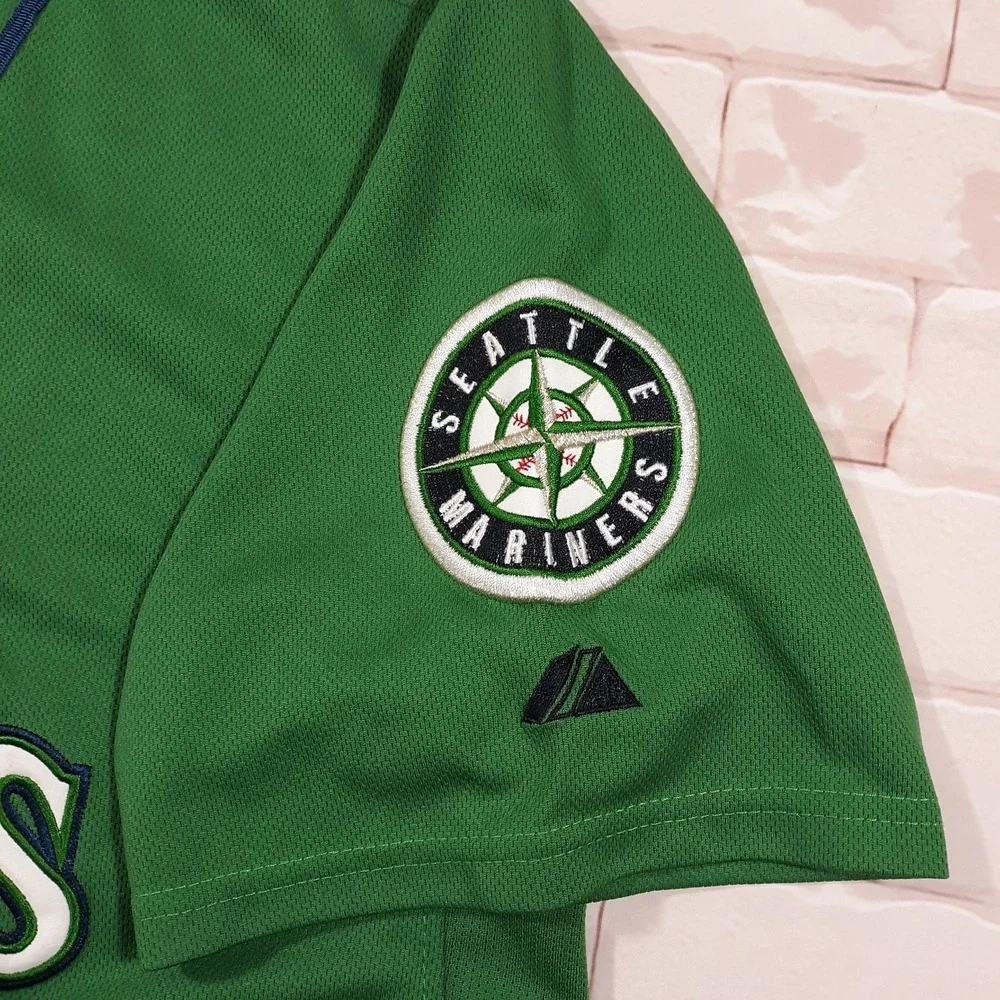 Majestic Seattle Mariners Ken Griffey Jr Jersey 35th Anniversary Patch Mens 52